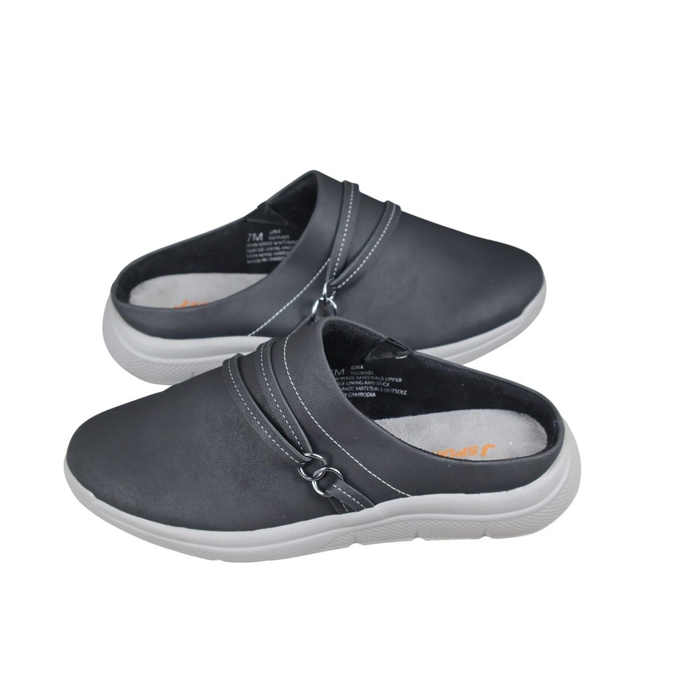 Jsport Gina S5GNA01 Mule Clogs Womens 7M Black Slip On Cushioned Shoes